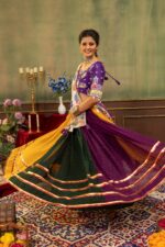 Navratri Special Multi Color Faux Georgette Fabric Hot Fix Diamond Work Lehenga