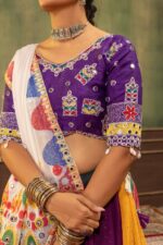 Navratri Special Multi Color Faux Georgette Fabric Hot Fix Diamond Work Lehenga