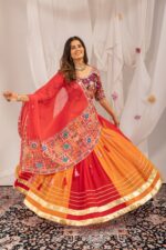 Navratri Special Multi Color Faux Georgette Fabric Hot Fix Diamond Work Lehenga