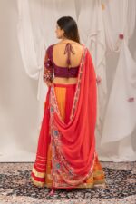 Navratri Special Multi Color Faux Georgette Fabric Hot Fix Diamond Work Lehenga