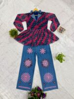Navratri Special Multi Color Faux Georgette Fabric Print Work Kediya Jeans Set