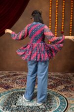Navratri Special Multi Color Faux Georgette Fabric Print Work Kediya Jeans Set