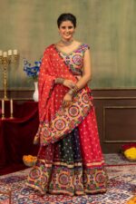 Navratri Special Multi Color Faux Georgette Fabric Print Work With Embroidery Work Lehenga