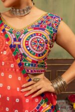 Navratri Special Multi Color Faux Georgette Fabric Print Work With Embroidery Work Lehenga