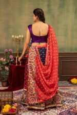 Navratri Special Multi Color Faux Georgette Fabric Print Work With Embroidery Work Lehenga