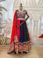 Navratri Special Multi Color Faux Georgette Fabric Print Work With Embroidery Work Lehenga