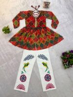 Navratri Special Multi Color Faux Georgette Fabric Real Mirror Work Kediya Jeans Set