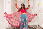 Navratri Special Multi Color Faux Georgette Fabric Real Mirror Work Shrug Jeans Set