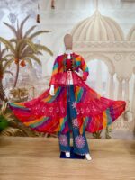 Navratri Special Multi Color Faux Georgette Fabric Real Mirror Work Shrug Jeans Set