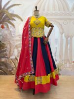 Navratri Special Multi Color Magic Cotton Fabric Real Mirror Work Lehenga