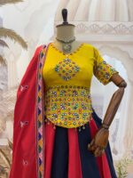 Navratri Special Multi Color Magic Cotton Fabric Real Mirror Work Lehenga