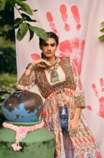 Navratri Special Multi Color Printed Cotton Fabric Jacquard Work Shrug Set
