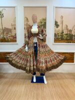 Navratri Special Multi Color Printed Cotton Fabric Jacquard Work Shrug Set