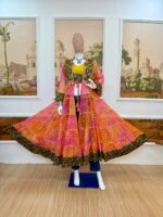 Navratri Special Multi Color Printed Cotton Fabric Jacquard Work Shrug Set