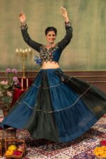 Navratri Special Multi Color Pure Rayon Fabric Ruffle Pattern Work Lehenga