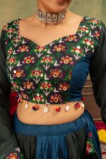 Navratri Special Multi Color Pure Rayon Fabric Ruffle Pattern Work Lehenga