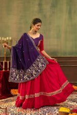 Navratri Special Pink Color Pure Rayon Fabric Real Mirror Work Lehenga