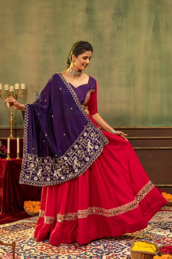 Navratri Special Pink Color Pure Rayon Fabric Real Mirror Work Lehenga