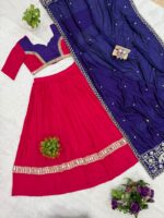 Navratri Special Pink Color Pure Rayon Fabric Real Mirror Work Lehenga