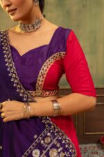 Navratri Special Pink Color Pure Rayon Fabric Real Mirror Work Lehenga