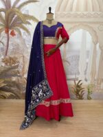 Navratri Special Pink Color Pure Rayon Fabric Real Mirror Work Lehenga