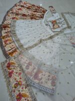 Navratri Special White Color Faux Georgette Fabric Sequence With Foil Mirror Work Lehenga