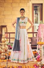 Navratri Special White Color Pure Cotton Fabric Shibori Print Work Lehenga