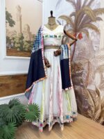 Navratri Special White Color Pure Cotton Fabric Shibori Print Work Lehenga
