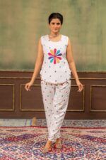 Navratri Special White Color Pure Rayon Fabric Foil Mirror Embroidery Work Top Suit