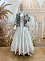 Navratri Special White Color Pure Rayon Fabric Koti Style Lehenga