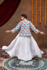 Navratri Special White Color Pure Rayon Fabric Koti Style Lehenga