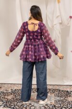 Navratri Special Wine Color Faux Georgette Fabric Print Work Kediya Jeans Set