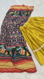 Navratri Special Yellow Color Satin Silk Fabric Gamthi Work Lehenga