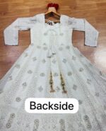 Off White Color Faux Georgette Fabric Sequence With Multi Thread Embroidery Work Anarkali Suit