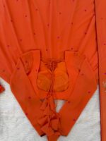 Orange Color Faux Georgette Fabric Embroidery Thread Work Anarkali Suit