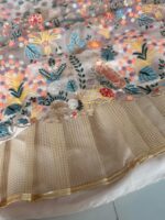 Peach Color Butterfly Soft Net Fabric Multi Thread Embroidery Work Lehenga