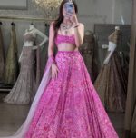 Pink Color Butterfly Soft Net Fabric Sequence With Coding Work Lehenga