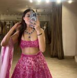 Pink Color Butterfly Soft Net Fabric Sequence With Coding Work Lehenga