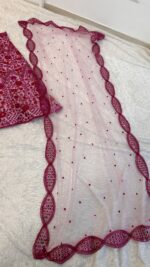 Pink Color Net Fabric Sequence With Jari Work Lehenga