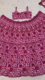 Pink Color Net Fabric Sequence With Jari Work Lehenga