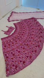 Pink Color Net Fabric Sequence With Jari Work Lehenga