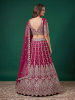 Pink Color Soft Net Fabric Multiple Sequence Embroidery Work Bridal Lehenga