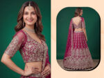 Pink Color Soft Net Fabric Multiple Sequence Embroidery Work Bridal Lehenga
