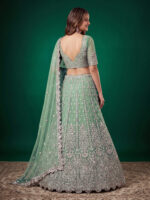 Pista Color Soft Net Fabric Multiple Sequence Embroidery Work Bridal Lehenga