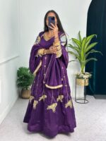 Purple Color Blooming Vichitra Fabric Sequence With Embroidery Jari Work Gown