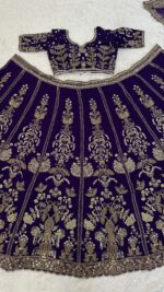 Purple Color Faux Georgette Fabric Jari With Sequence Work Lehenga