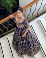 Purple Color Faux Georgette Fabric Jari With Sequence Work Lehenga