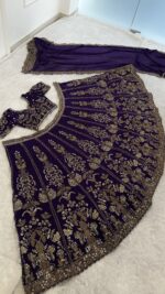 Purple Color Faux Georgette Fabric Jari With Sequence Work Lehenga