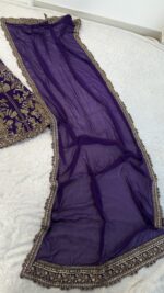 Purple Color Faux Georgette Fabric Jari With Sequence Work Lehenga