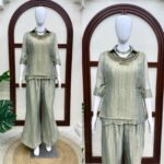 Rakhi Special Grey Color Salsa Crush Fabric Hand Work Shrug Cord Set